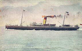 De LYR Duke of Cornwall op de Hull-Zeebrugge vaarroute (1914)[20]