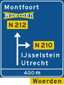 K9: Omleiding. Maatregel op voorwegwijzer langs niet-autosnelweg