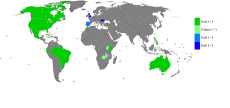 Land hvor kvinnenavnet Joan (grønt) og mannsnavnet Joan (blått) er mye brukt