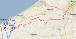 Routekaart van de Classic Brugge-De Panne 2021