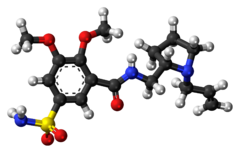 Ball-and-stick model of the veralipride molecule