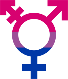 A transgender symbol with the colors of the bisexual pride flag