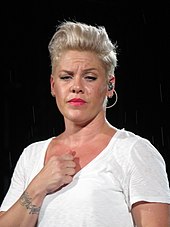 A picture of singer Pink performing