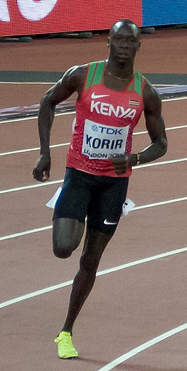 Emmanuel Korir in actie op de WK in 2017.