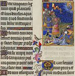 Beginning of Psalm 2, in a miniature from Musée Condé.s represented thanking God who appears in a halo.