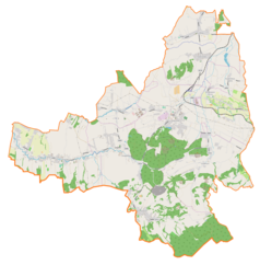 Mapa konturowa gminy Goleszów, po lewej nieco na dole znajduje się punkt z opisem „Puńców”