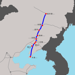 A Harbin–Talien nagysebességű vasútvonal útvonala