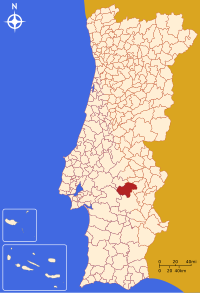 Arraiolos belediyesini gösteren Portekiz haritası