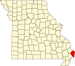 Karte von Mississippi County innerhalb von Missouri