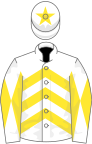 White, yellow chevrons, diabolo on sleeves, star on cap