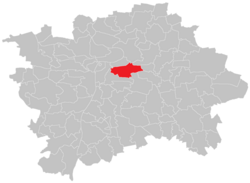 Location of Žižkov within Prague