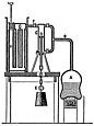 Schemazeichnung der von James Watt verwendeten experimentellen Apparatur zur Effizienzsteigerung der Dampfmaschine