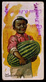 Lithograph of a Black boy holding a watermelon, circa 1850–1900