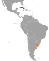 Location map for Cuba and Uruguay.