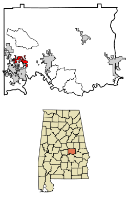 Location of Elmore in Elmore County, Alabama.