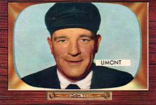 Photograph of Frank Umont on a baseball card