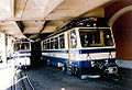 Die beiden GN Bhe 4/8 304 und 302 mit Vorstellwagen im Bahnhof Montreux