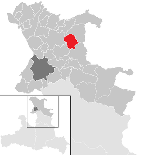 Lage der Gemeinde Henndorf am Wallersee im Bezirk Salzburg-Umgebung (anklickbare Karte)