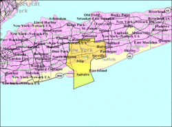 Map highlighting the Town of Islip