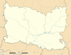 Mapa konturowa Oise, blisko centrum na dole znajduje się punkt z opisem „Creil”