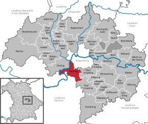 Poziția Pentling pe harta districtului Regensburg