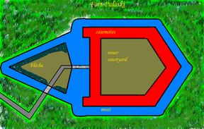 Plan Fort Pulaski (mit Fleche nach 1872)