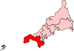 A medium constituency located in the extreme south west of the county.