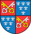 Wappen des „Landes Berchtesgaden“ ab 17. Jahrhundert bis 1803, dem die Fürstpröpste jeweils ihr Wappen als Mittelschild anfügten.
