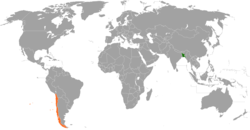 Map indicating locations of Bangladesh and Chile