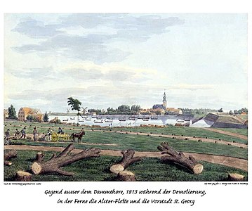 Gegend vor dem Dammtor während der „Demolierung“ 1813