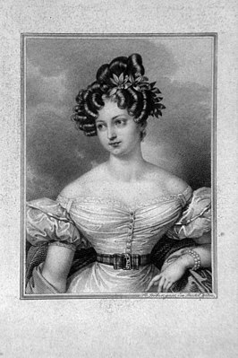 Karoline Bauer, gravure door Franz Xaver Stöber (1795-1858)