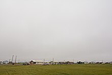 A row of homes in the center of Nuiqsut, Alaska