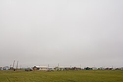 A row of homes in the center of Nuiqsut, Alaska