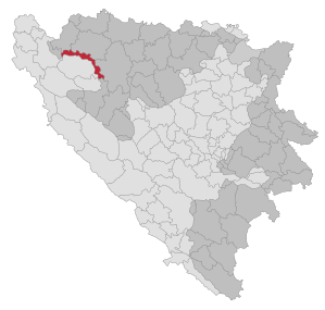 Lage der Gemeinde Oštra Luka in Bosnien und Herzegowina (anklickbare Karte)