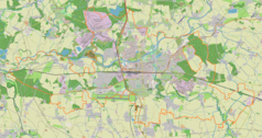 Mapa konturowa Pardubic, na dole znajduje się punkt z opisem „PED”