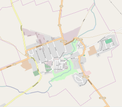 Mapa konturowa Reszla, w centrum znajduje się punkt z opisem „Cerkiew Przemienienia Pańskiego w Reszlu”