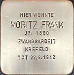 Stolperstein für Moritz Frank (Lewerentzstraße 21)