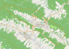 Mapa konturowa Ustrzyk Dolnych, u góry znajduje się punkt z opisem „Stacja Narciarska Laworta”