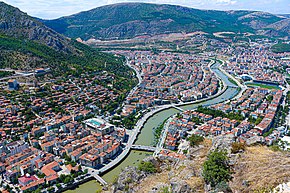 Yeşilırmak ve Amasya şehir merkezi'nin Amasya Kalesi'nden görünümü