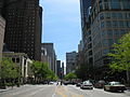 Former his and hers Saks Fifth Avenue stores face each other on the Magnificent Mile in Chicago. The men's department relocated to the main building in 2014.