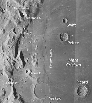 Picard (rechts unten) und Umgebung (LROC-WAC)