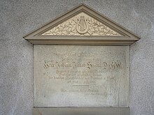 Theodors Kirche, Basel. Epitaph für Johann Jakob Spreng (1699–1768). Inschrift: Kaiserlich-königlich gekrönter Dichter. Professor der griechischen Sprache, der deutschen Beredsamkeit und Dichterkunst. Hans Balthasar Heusler-Spreng (3. November 1747– 28. Juni 1825), Sara Salome Spreng (10. März 1746–24. März 1823)