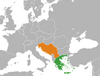 Location map for Greece and Yugoslavia.