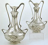 Art Nouveau Vasen aus poliertem Zinn, Frankreich, 1900
