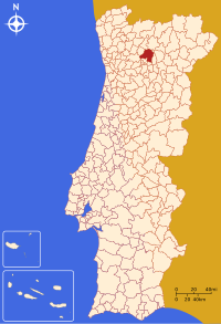 Vila Real belediyesini gösteren Portekiz haritası