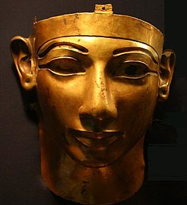 Gouden grafmasker van farao Sjosjenq II Egyptisch Museum