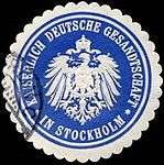 Siegelmarke Kaiserlich Deutsche Gesandtschaft in Stockholm.