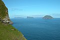 View from Froðbiarnípa to the small islands Lítla Dímun, Stóra Dímun and Skúvoy.