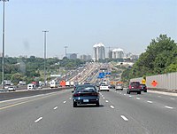 Highway 401 west of the Don Valley Parkway/Highway 404 junction.