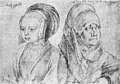 Zeichnung seiner Frau und einem unbekannten Mädchen in Köln